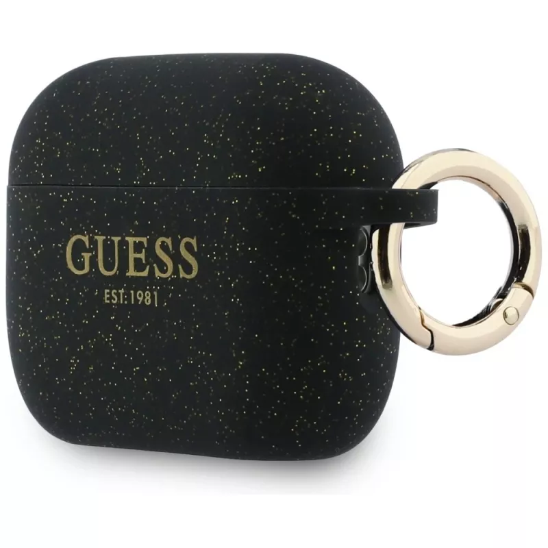 Funda de silicona Guess Glitter Ring para AirPods Pro 3, negro
