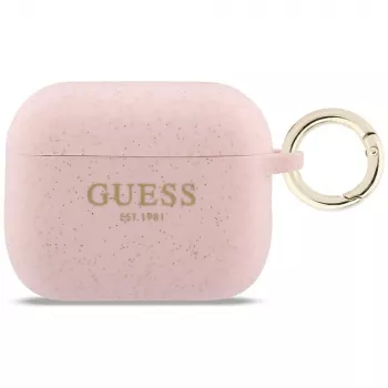 Funda de silicona Guess Glitter Ring para AirPods Pro 3, rosa
