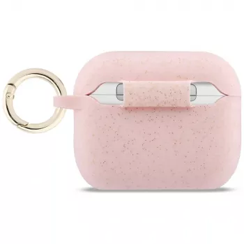 Funda de silicona Guess Glitter Ring para AirPods Pro 3, rosa