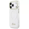 Funda Guess IML Gradient Script Metal MagSafe para iPhone 17 Pro Max, blanca
