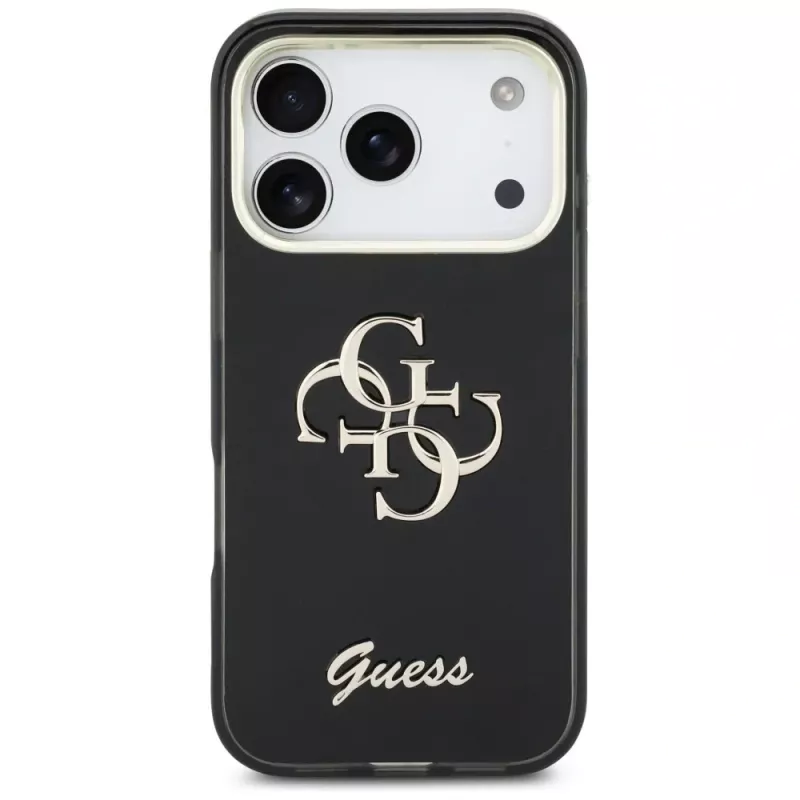 Funda Guess IML 4G Script Metal para Apple iPhone 17 Pro, negra