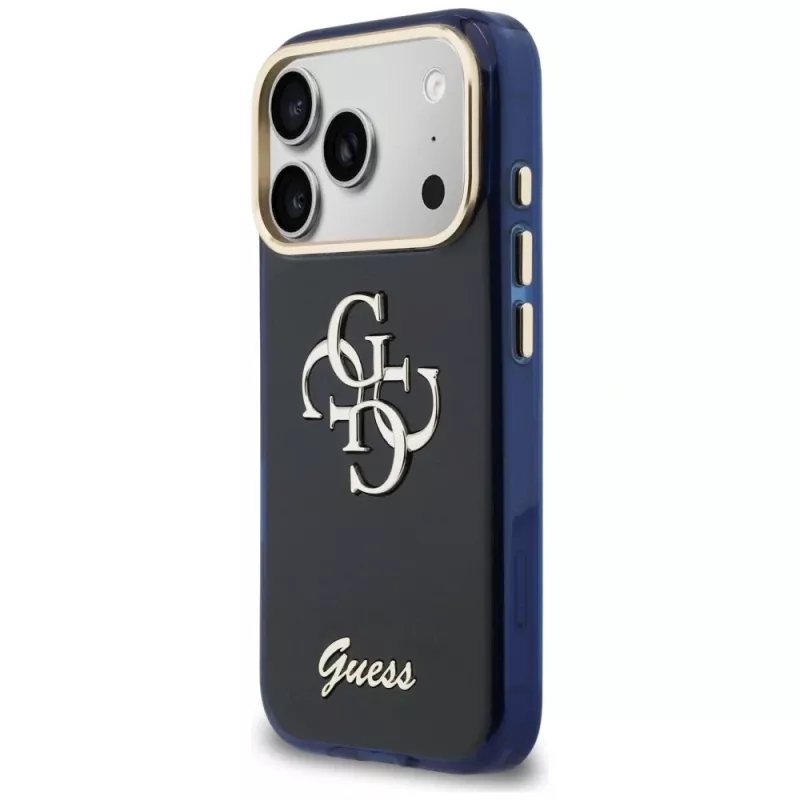 Funda Guess IML 4G Script Metal para Apple iPhone 17 Pro, azul
