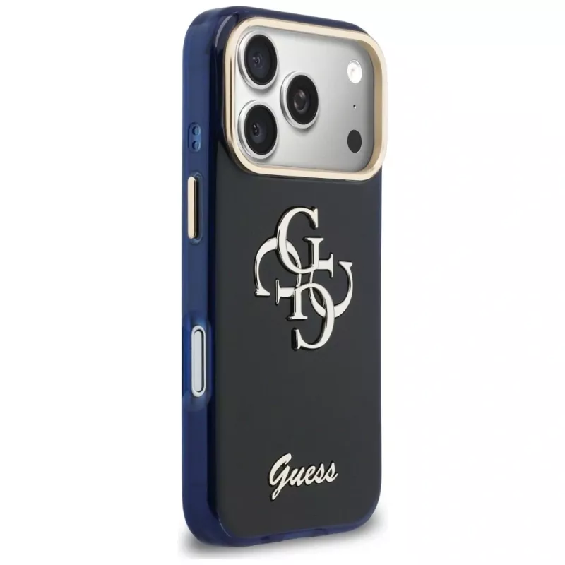 Funda Guess IML 4G Script Metal para Apple iPhone 17 Pro, azul