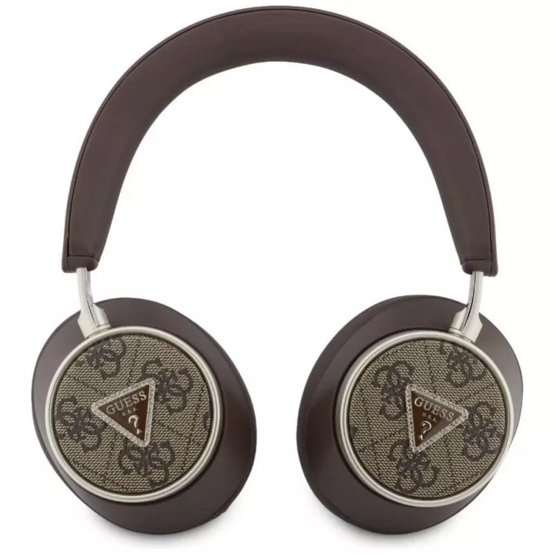 Guess 4G Triangle Logo Auriculares Bluetooth 5.4 On-Ear con ENC - Marrón