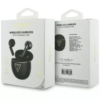 Guess Gold Line Triangle Auriculares Bluetooth TWS con estuche de carga (Negro)