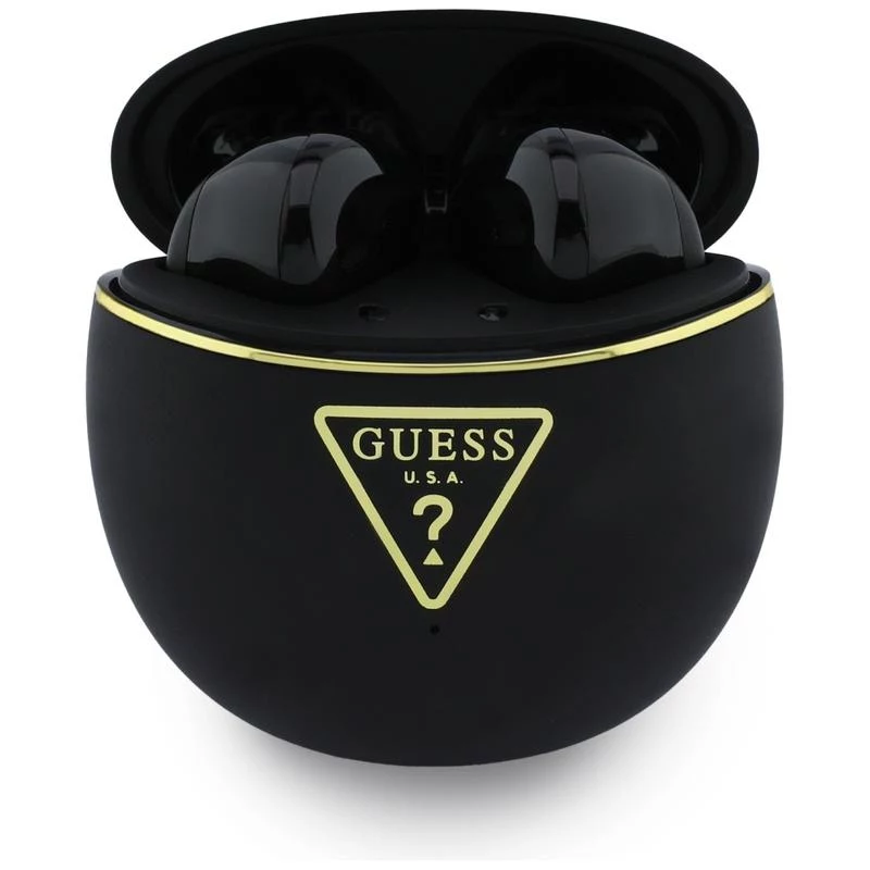 Guess Gold Line Triangle Auriculares Bluetooth TWS con estuche de carga (Negro)