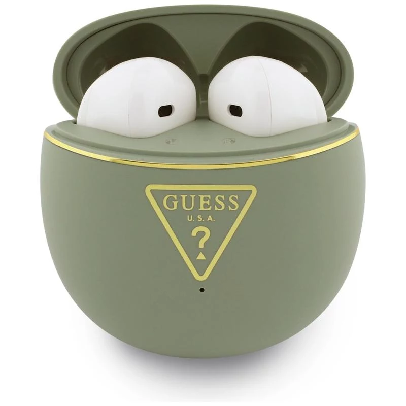 Guess Gold Line Triangle Auriculares Bluetooth TWS con estuche de carga (Khaki)