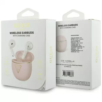 Guess Gold Line Triangle Auriculares Bluetooth True Wireless Stereo con estuche de carga (Rosa)
