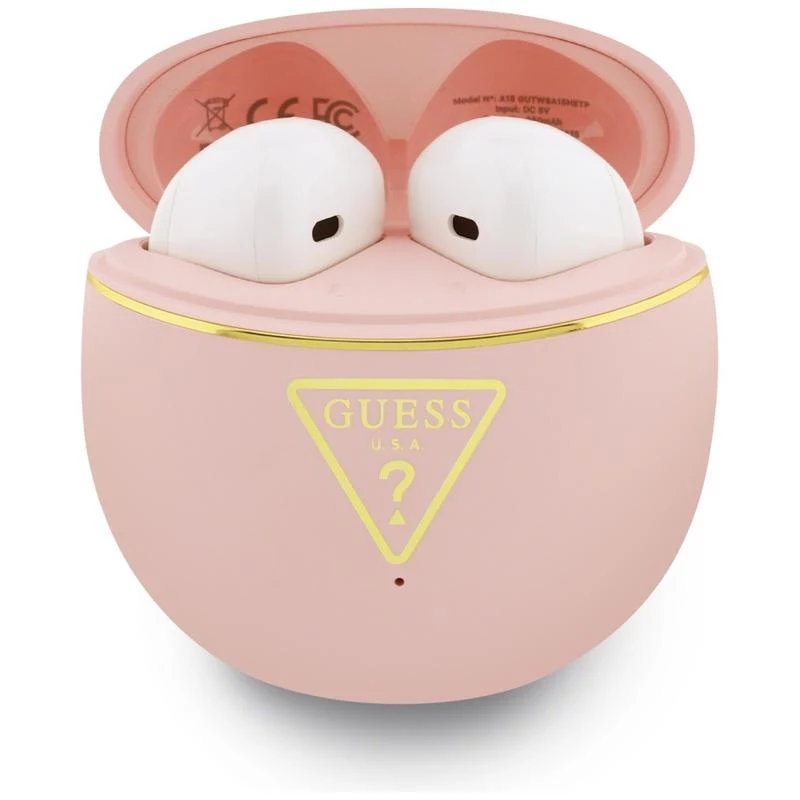 Guess Gold Line Triangle Auriculares Bluetooth True Wireless Stereo con estuche de carga (Rosa)
