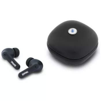 BMW LeatherMetal Logo Auriculares TWS Bluetooth 5.3 ENC Negro