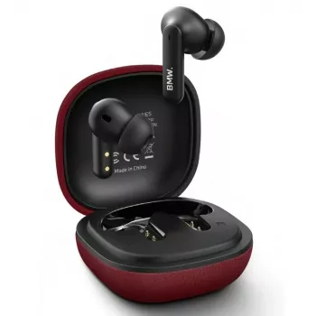 BMW Auriculares TWS Bluetooth Leather Metal Logo ENC Rojo