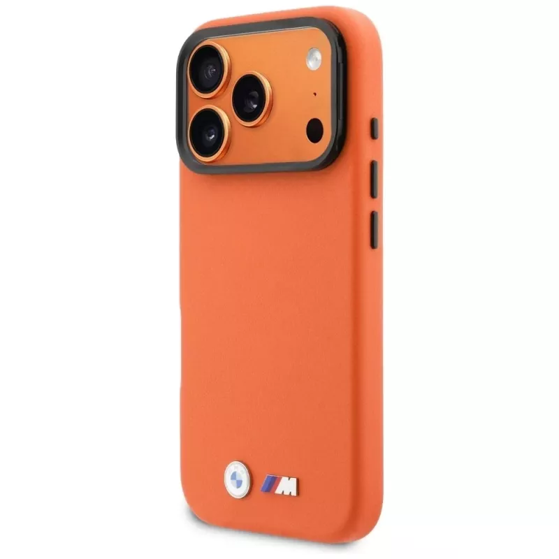 BMW M Metal Logo Funda MagSafe para iPhone 17 Pro Naranja
