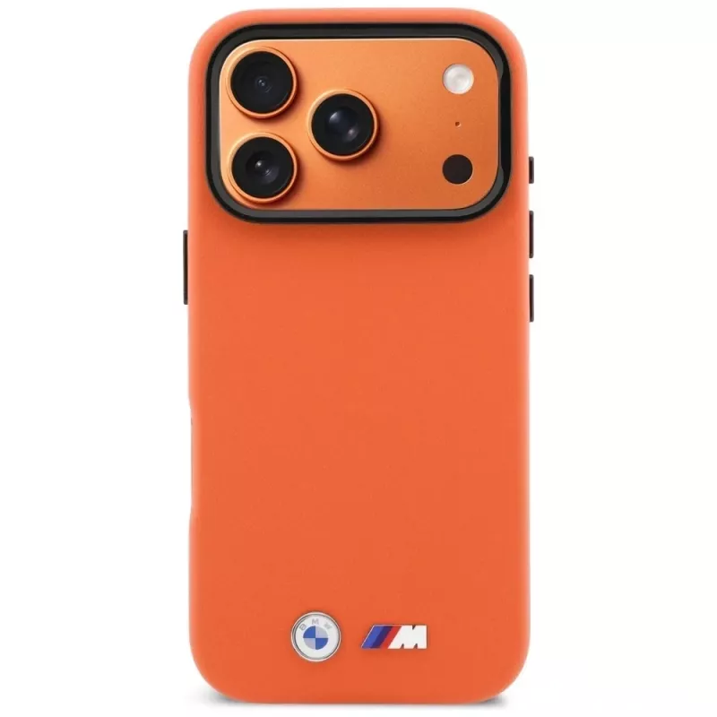 BMW M Metal Logo Funda MagSafe para iPhone 17 Pro Naranja