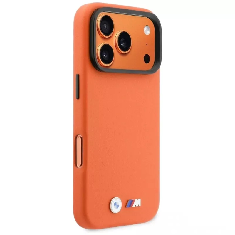 BMW M Metal Logo Funda MagSafe para iPhone 17 Pro Naranja