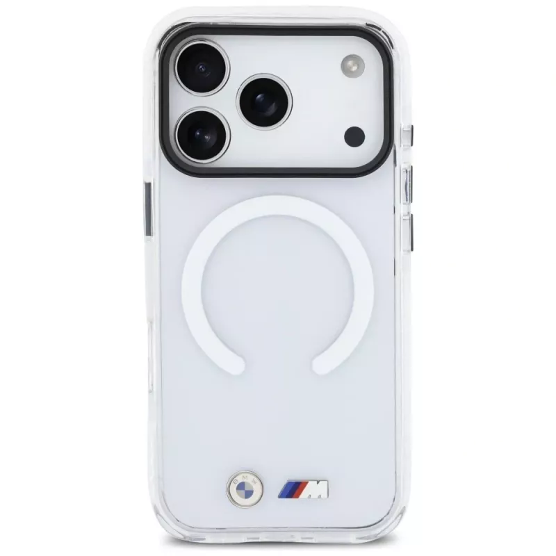 BMW M IML Shockproof Metal Logos Funda MagSafe para iPhone 17 Pro Transparente