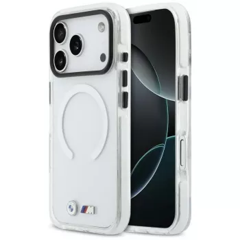 BMW M IML Shockproof Metal Logo Funda MagSafe para iPhone 17 Pro Max Transparente