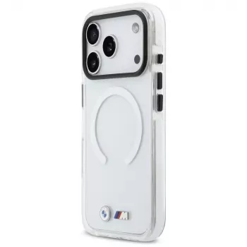 BMW M IML Shockproof Metal Logo Funda MagSafe para iPhone 17 Pro Max Transparente