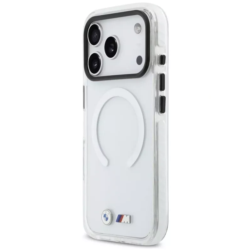 BMW M IML Shockproof Metal Logo Funda MagSafe para iPhone 17 Pro Max Transparente