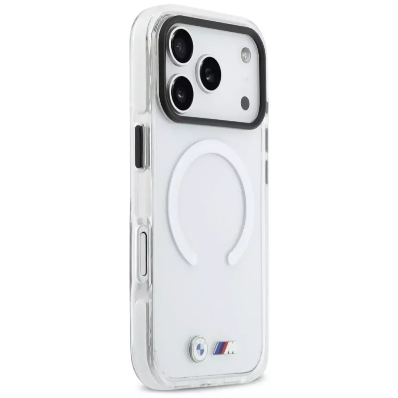 BMW M IML Shockproof Metal Logo Funda MagSafe para iPhone 17 Pro Max Transparente
