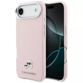 KARL LAGERFELD Karl & Choupette Head Pins Saffiano Funda MagSafe para Apple iPhone Air, Rosa