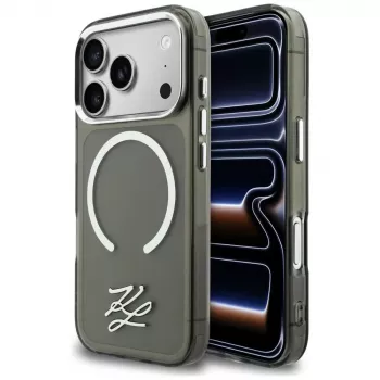 KARL LAGERFELD IML KL Script Logo Funda MagSafe para Apple iPhone 17 Pro, Negro