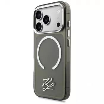 KARL LAGERFELD IML KL Script Logo Funda MagSafe para Apple iPhone 17 Pro, Negro