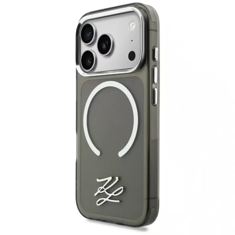 KARL LAGERFELD IML KL Script Logo Funda MagSafe para Apple iPhone 17 Pro, Negro
