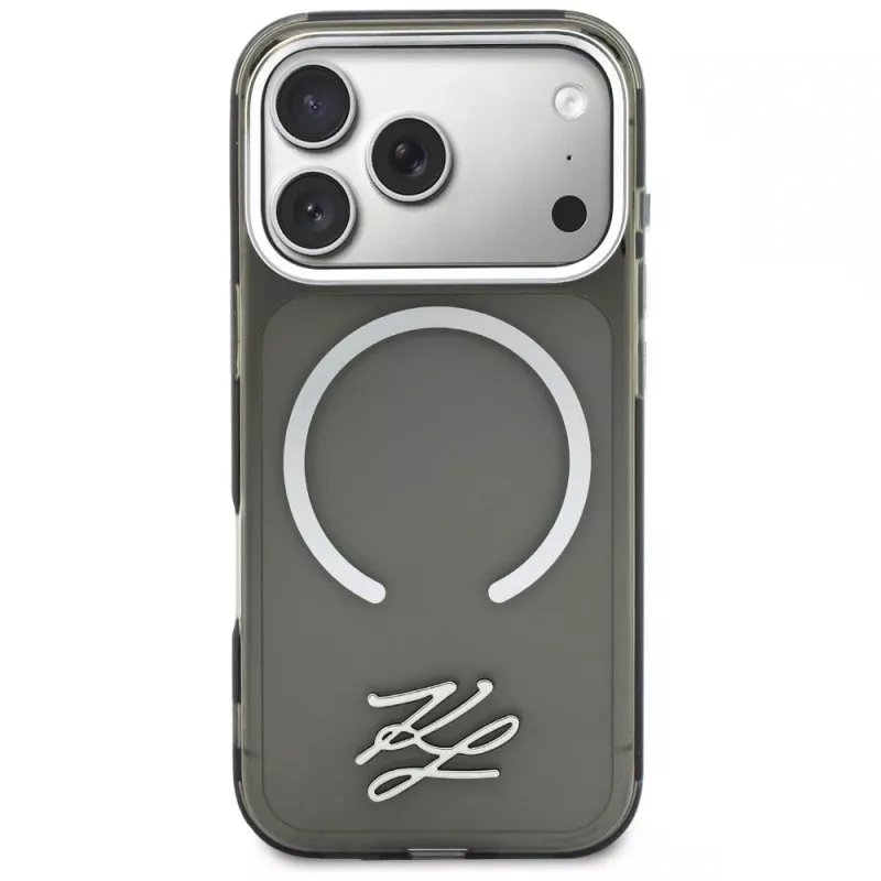 KARL LAGERFELD IML KL Script Logo Funda MagSafe para Apple iPhone 17 Pro, Negro