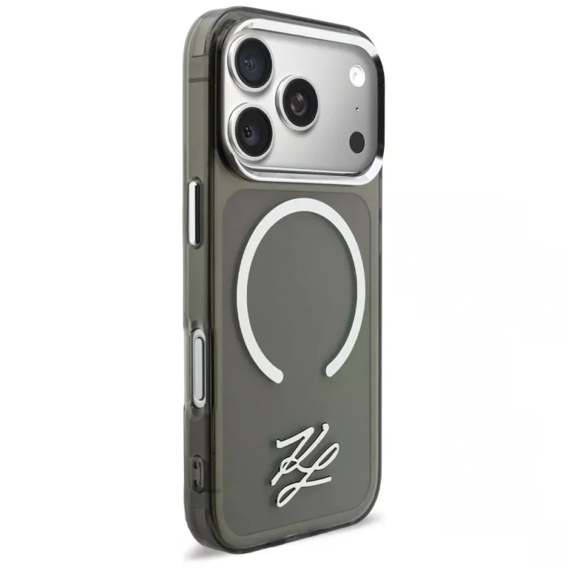 KARL LAGERFELD IML KL Script Logo Funda MagSafe para Apple iPhone 17 Pro, Negro