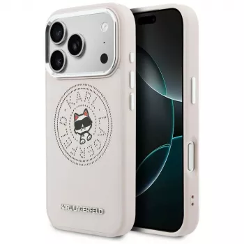 Karl Lagerfeld Point & Choupette Sketch Funda MagSafe para iPhone 17 Pro Max, rosa