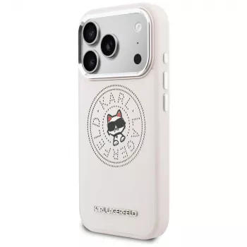 Karl Lagerfeld Point & Choupette Sketch Funda MagSafe para iPhone 17 Pro Max, rosa