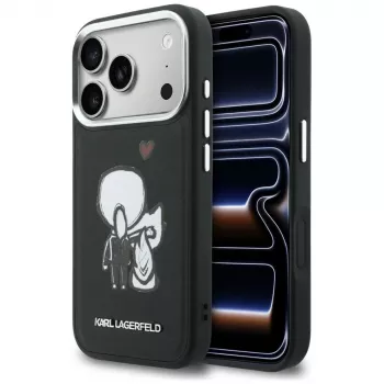 KARL LAGERFELD Karl & Choupette Back Logo Funda MagSafe para iPhone 17 Pro, negra
