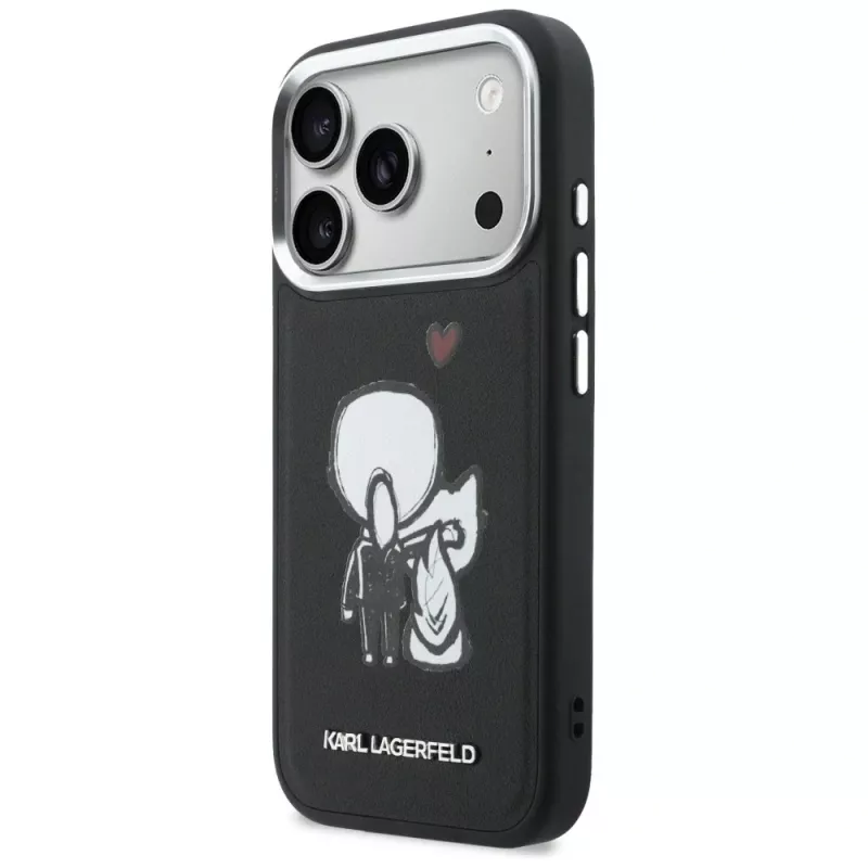 KARL LAGERFELD Karl & Choupette Back Logo Funda MagSafe para iPhone 17 Pro, negra