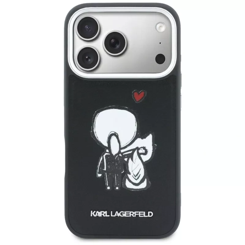 KARL LAGERFELD Karl & Choupette Back Logo Funda MagSafe para iPhone 17 Pro, negra