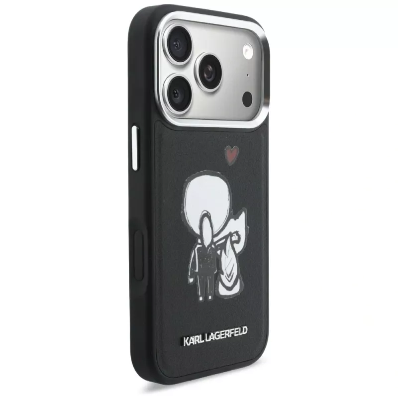 KARL LAGERFELD Karl & Choupette Back Logo Funda MagSafe para iPhone 17 Pro, negra