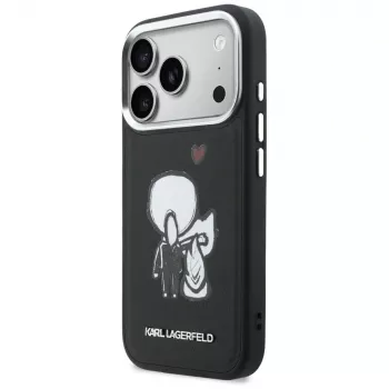 KARL LAGERFELD Karl & Choupette Back Logo Funda MagSafe para iPhone 17 Pro Max, negra