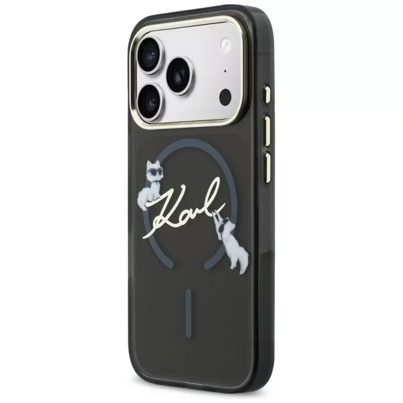 KARL LAGERFELD IML Choupettes KarlScript Logo Funda MagSafe para Apple iPhone 17 Pro, negra