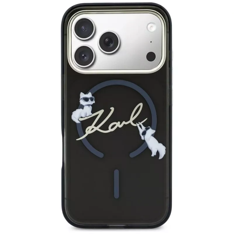 KARL LAGERFELD IML Choupettes KarlScript Logo Funda MagSafe para Apple iPhone 17 Pro, negra