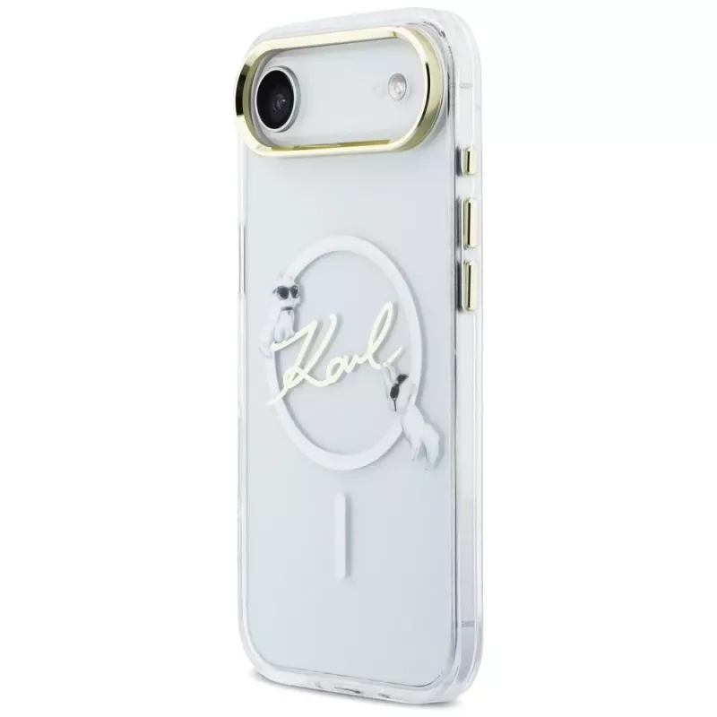 Karl Lagerfeld IML Choupettes KarlScript Logo Funda MagSafe para iPhone Air, transparente