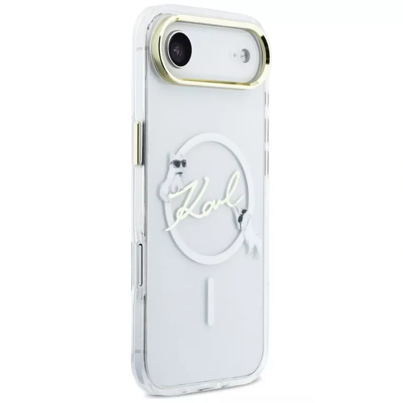 Karl Lagerfeld IML Choupettes KarlScript Logo Funda MagSafe para iPhone Air, transparente