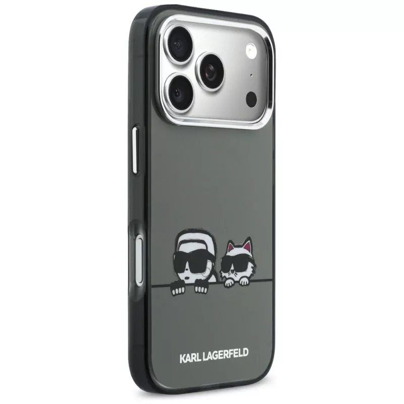 KARL LAGERFELD IML Karl & Choupette Peekaboo Logo Funda MagSafe para Apple iPhone 17 Pro, negra