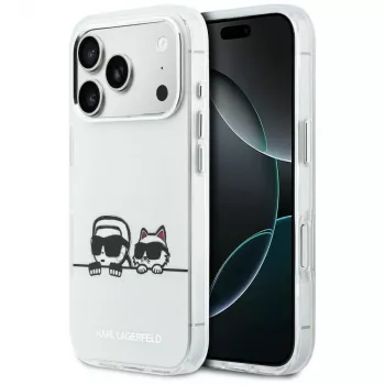 KARL LAGERFELD IML Karl & Choupette Peekaboo Logo Funda MagSafe para Apple iPhone 17 Pro, blanca