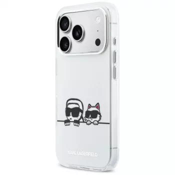 KARL LAGERFELD IML Karl & Choupette Peekaboo Logo Funda MagSafe para Apple iPhone 17 Pro, blanca