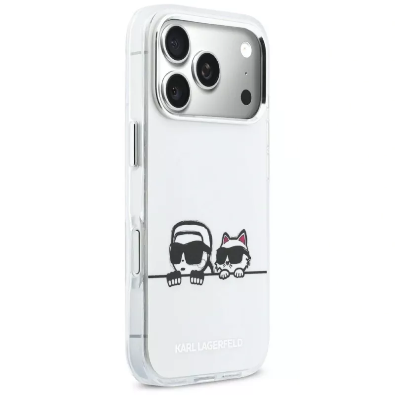 KARL LAGERFELD IML Karl & Choupette Peekaboo Logo Funda MagSafe para Apple iPhone 17 Pro, blanca