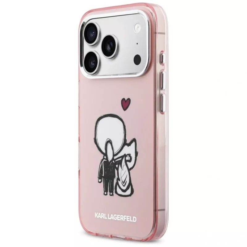 KARL LAGERFELD Karl & Choupette Back Funda MagSafe para iPhone 17 Pro, rosa