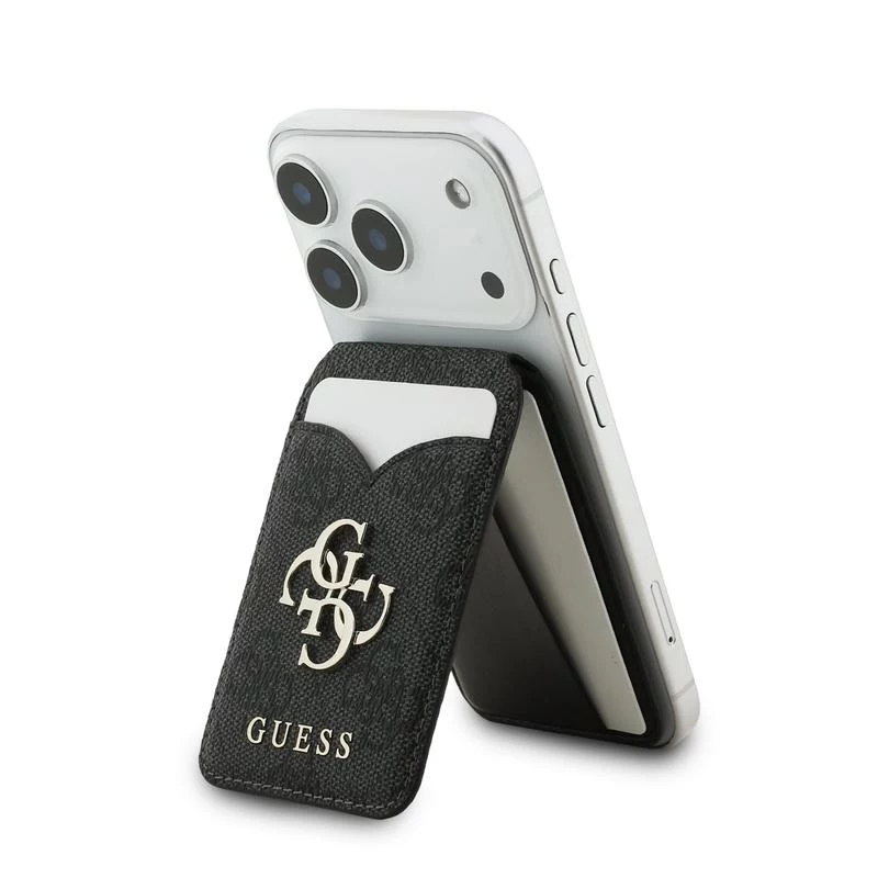 Cartera MagSafe Guess 4G Stand & Mirror con espejo, negro