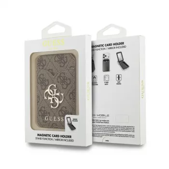 Cartera MagSafe Guess 4G Stand & Mirror con espejo, marrón