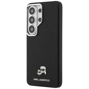 Karl Lagerfeld Saffiano KC Metal Logo Funda MagSafe para Samsung Galaxy S26 Ultra, negra
