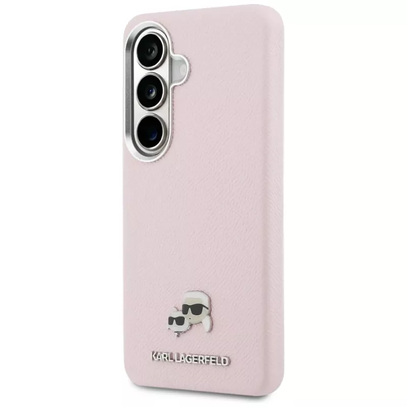Karl Lagerfeld Saffiano KC Metal Logo Funda MagSafe para Samsung Galaxy S26, rosa
