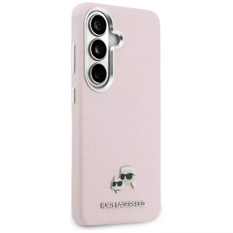 Karl Lagerfeld Saffiano KC Metal Logo Funda MagSafe para Samsung Galaxy S26+, rosa